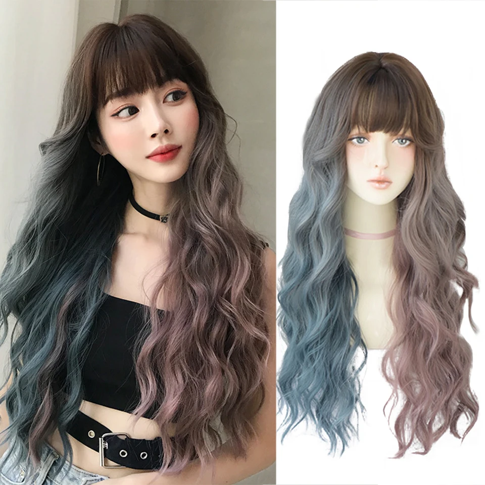 

BEAUTYCODE lolita wigs Long curly hair wigs lady bicolor high temperature resistant synthetic wig cosplay party natural wig