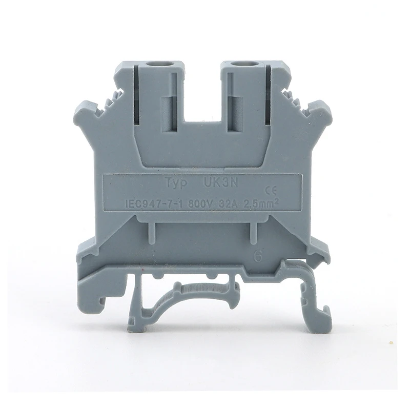 

1PCS UK3N DIN Rail Terminal Block Screw Clamp Connector 800V 32A UK-3 2.5mm2 Universal Electrical Wire Cable Connectors