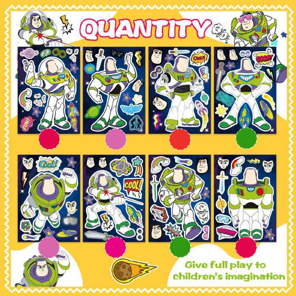 8/16 листов Disney Toy Story Make a Face Puzzle Stickers Базз Лайтер Дети Соберите игрушки-головоломки