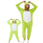 Пижама-кигуруми в виде лягушки, фланелевая теплая зимняя одежда для сна, для мужчин и женщин, для взрослых, для вечеринки, для косплея, милый комбинезон с животными