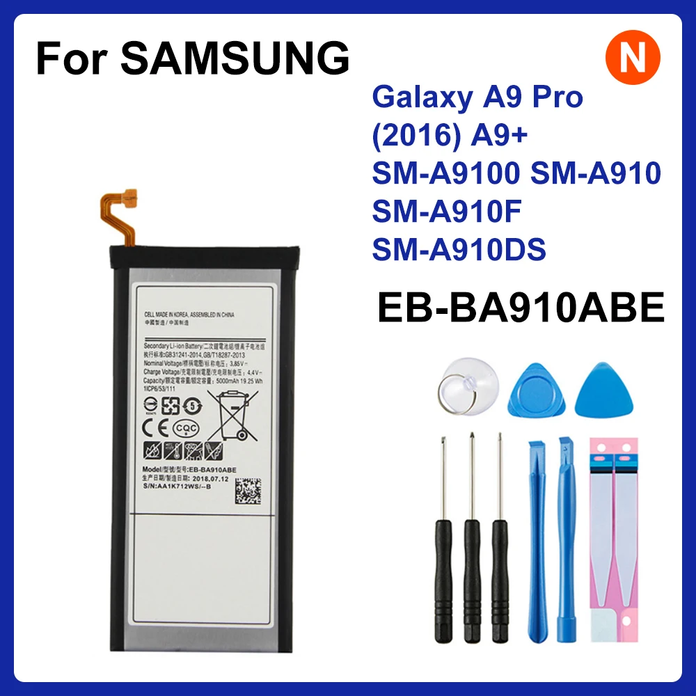 

SAMSUNG Orginal EB-BA910ABE 5000mAh Battery For Samsung Galaxy A9 Pro (2016) A9+ SM-A9100 SM-A910 SM-A910F SM-A910DS +Tools