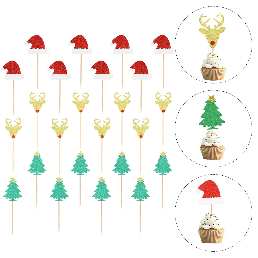 

Cake Picks Christmas Dessert Party Cupcake Wedding Toppers Pick Supplies Holiday Topper Decorations