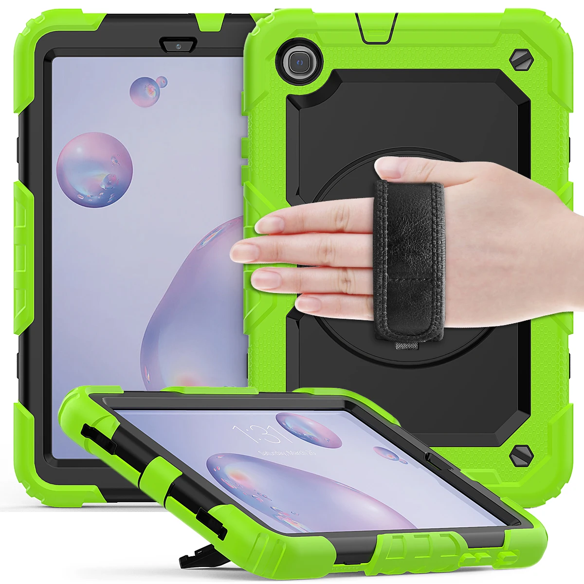 

360 Rotation Hand Strap Kickstand Silicone Tablet Case For Samsung Galaxy Tab A 8.4 2020 T307 Protective Cover