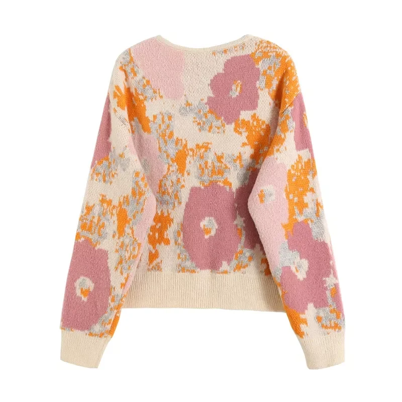 

Женский жаккардовый свитер на пуговицах, с круглым вырезом и длинным рукавом