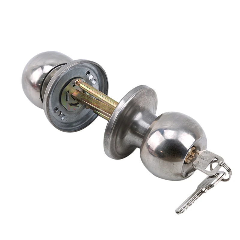 Aluminum Alloy Round Door Knobs Rotation Lock Knobset Handle Metal Door Knob With Key Three-Pole Spherical Door Lock Door Handle images - 6
