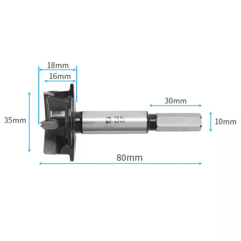 

10mm Shank 3 Flutes Alloy Tip Drill Bit Wood Auger Cutter Hole Opener For Fight Hinges Woodwork Perforated Hand Tools