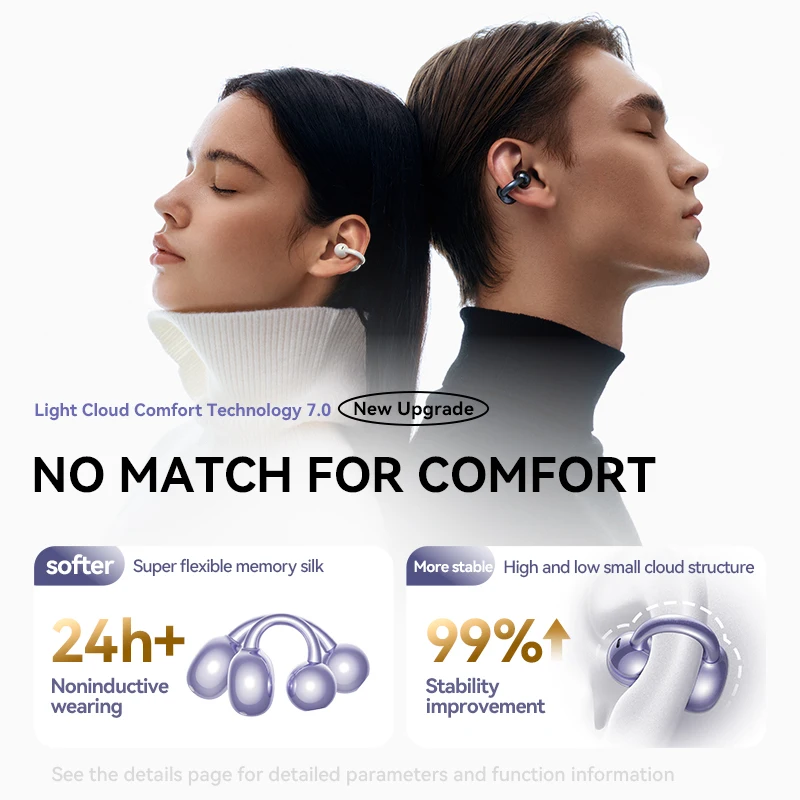 Фото Sanag S7S AI Free Clip открытые наушники Bluetooth 5,4 наушники AI Assistant беспроводная гарнитура IPX4 растягивающиеся наушники-вкладыши №4