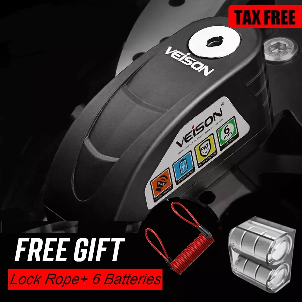 

Сигнализация для мотоцикла VEISON, велосипедный стальной водонепроницаемый дисковый замок Предупреждение замок, Противоугонный тормозной ро...