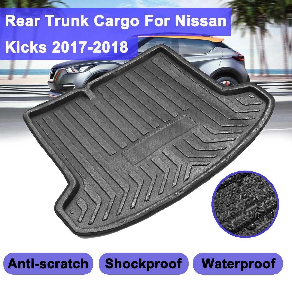 

Коврик для багажника, подкладка для багажника для Nissan Kicks 2017 2018 2019 + напольный коврик, противоударный водонепроницаемый Противоскользящий