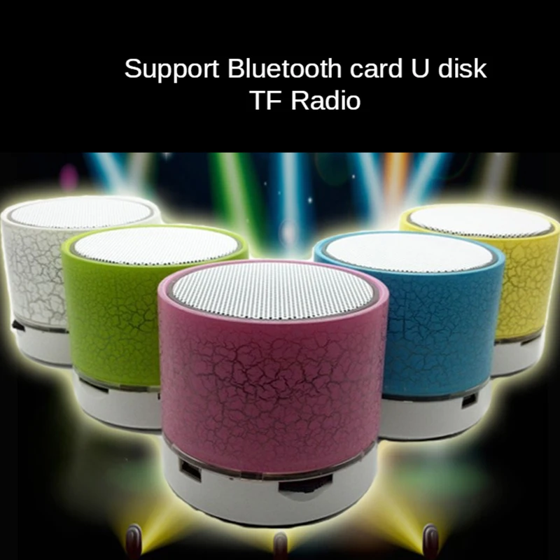 

A9 Mini Portable Speaker Bluetooth Wireless Car Audio Dazzling Crack LED Lights Subwoofer Support TF Card USB Charging For PC