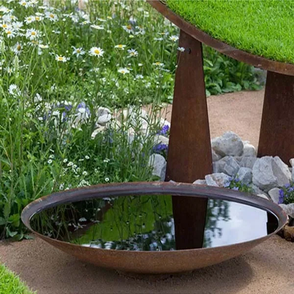 Современный пейзажный дизайн укороченный стальной фонтан-водопад укороченная