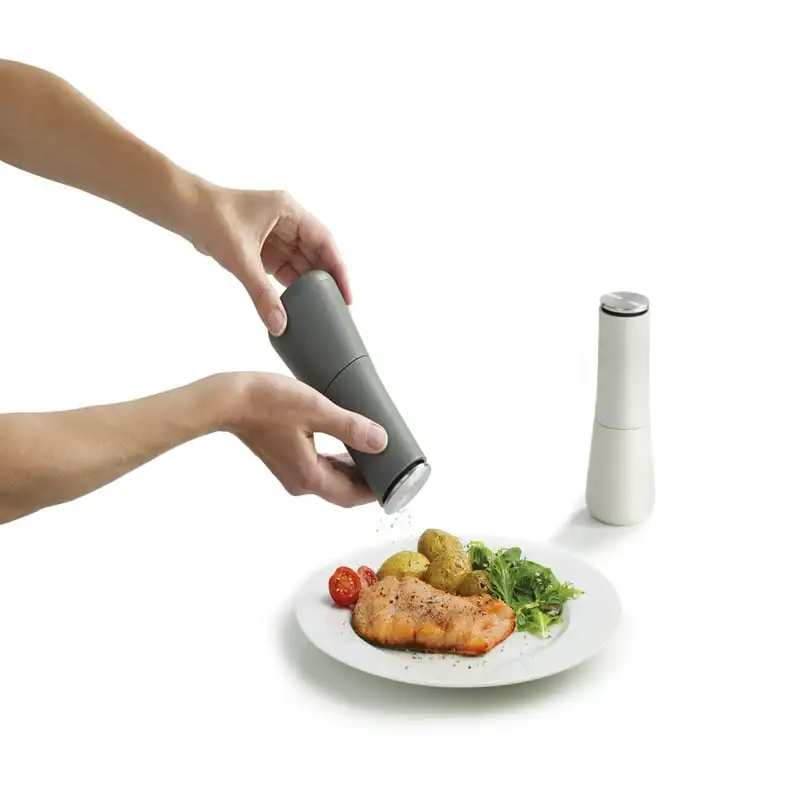 

Salt and Pepper Grinder Set with Adjustable Grind Size Coarseness, 2-piece, Dark Gray/White