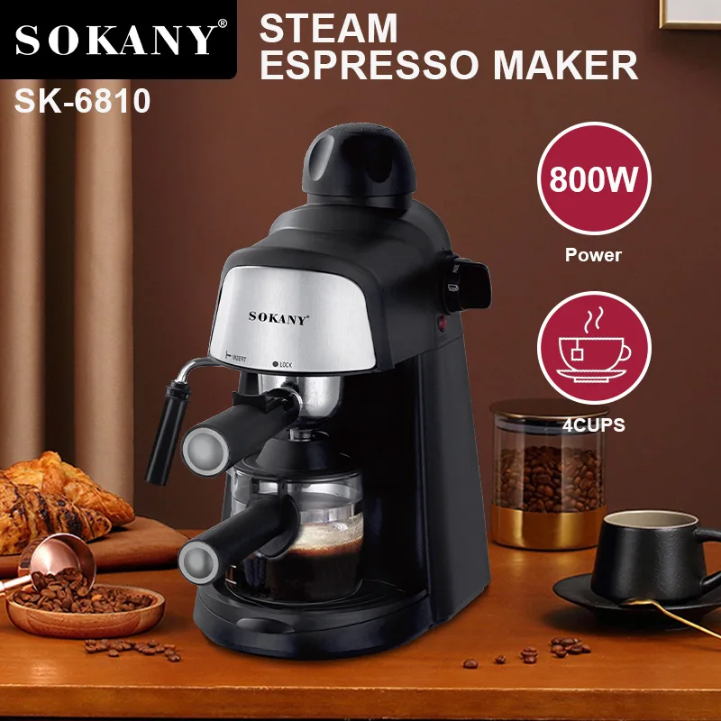 

800W Electric Coffee Machine Multifunctional Coffee Maker Household Convenience talian Coffee Machine Semi-Automatic Coffee Pot
