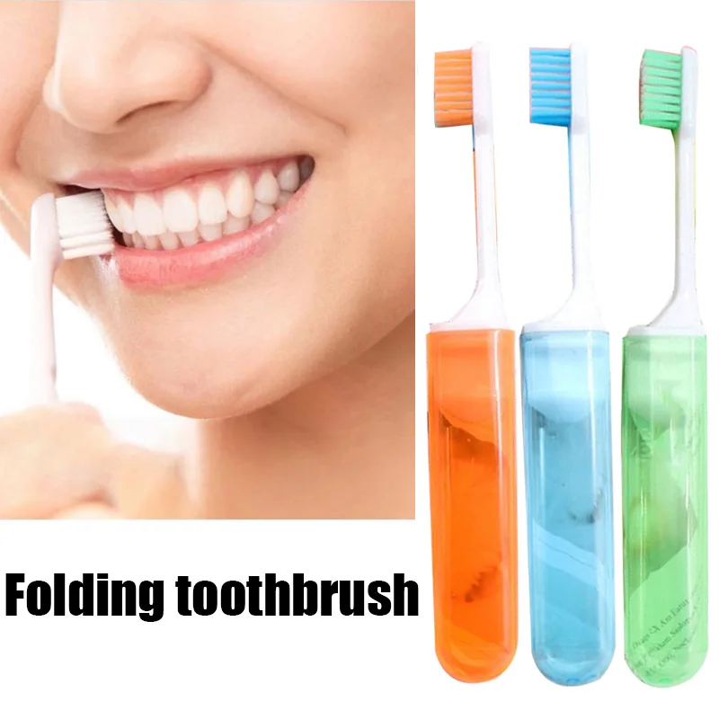

New Home Soft Toothbrush Colorful Plastic Folding Toothbrush Sleeve Portable Travel Toothpaste Set Oral Care Cleaning Health