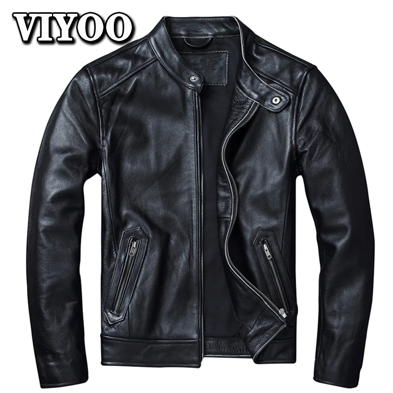 8 9 10XL Oversized Trend Men's Cowhide Leather Jacket Motorcycle Moto Clothing Natural Genuine leather Jackets de cuero genuino