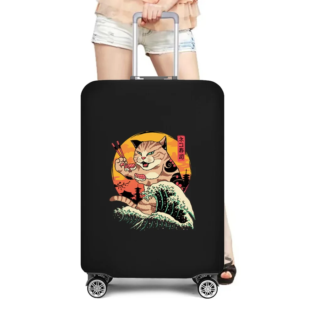 Travel Suitcase Dust Cover Luggage Protective Cover Japan Cat Printed for 18-28 Inch Trolley Case Dust Cover Travel Accessories