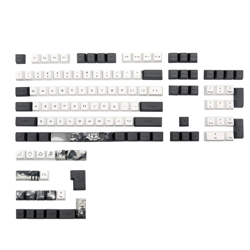 

124 Key Ink Lotus Keycap Profile Pbt Dye Subbed Keycaps For MX Switchen Dz60 Anne Pro2 Gk61 Rk61 68 980 108 Key Cap