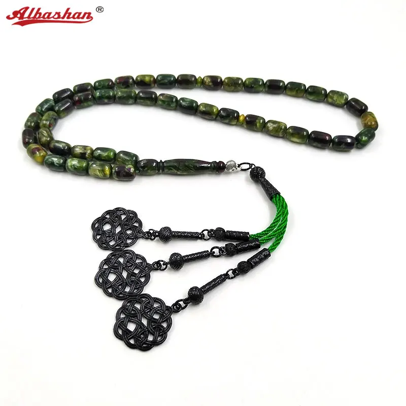 

ALBASHAN Tasbih Men Green shine resin 8X11mmX45BEADS muslim Prayer beads eid gifts islamic rosary bead