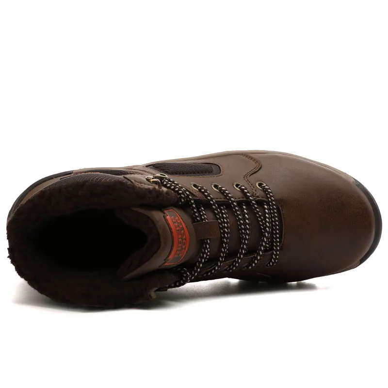 Leather Winter Men Boots Waterproof Warm Fur Snow Outdoor Work Casual Shoes Military Combat Ankle JKPUDUN | Спорт и развлечения