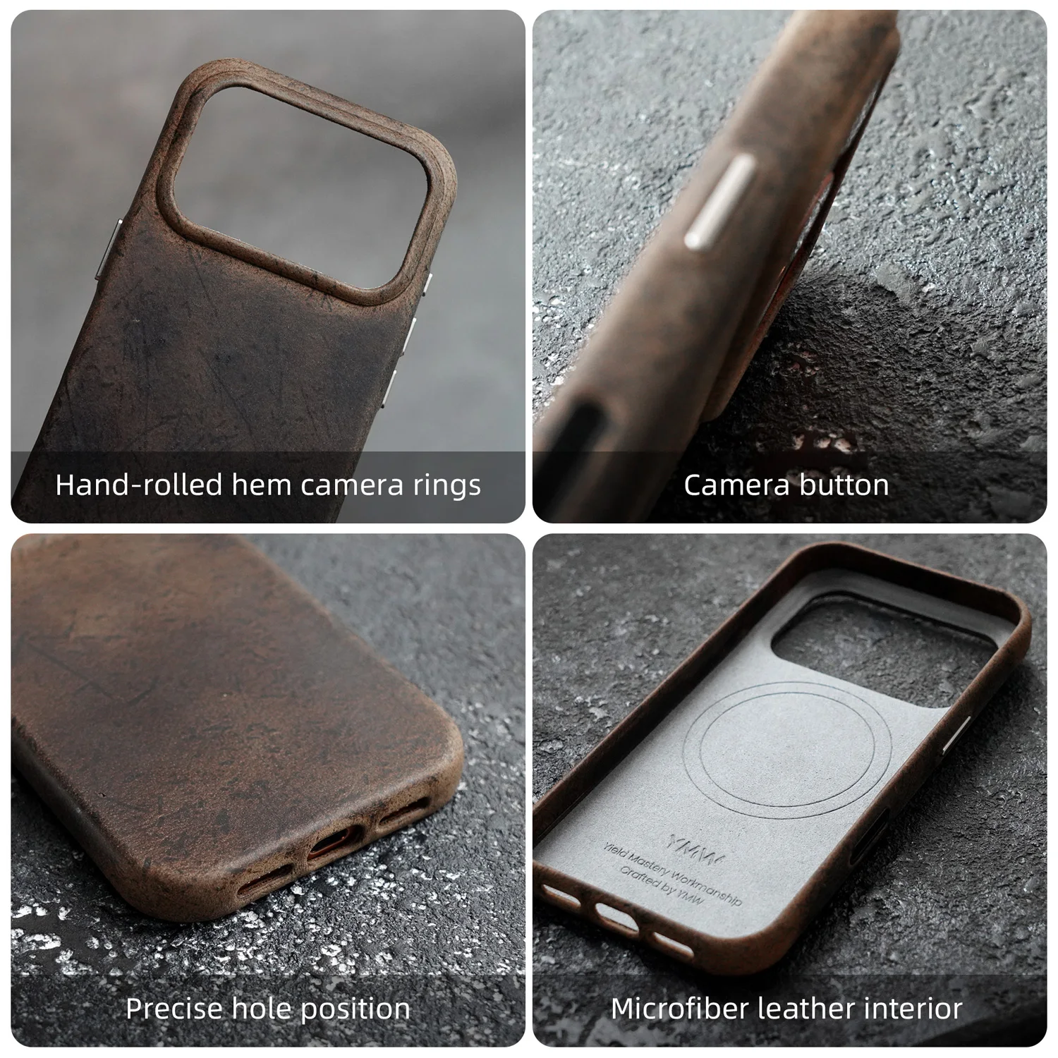 Фото Чехол YMW Charles F Stead из вощеной натуральной кожи Kudu для iPhone 17 Pro / 17 Pro Max, роскошный, ручной работы, из натуральной кожи №4