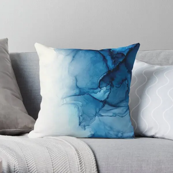 

Blue Tides Alcohol Ink Painting Printing Throw Pillow Cover Case Cushion Soft Office Waist Sofa Wedding Bed Pillows not include