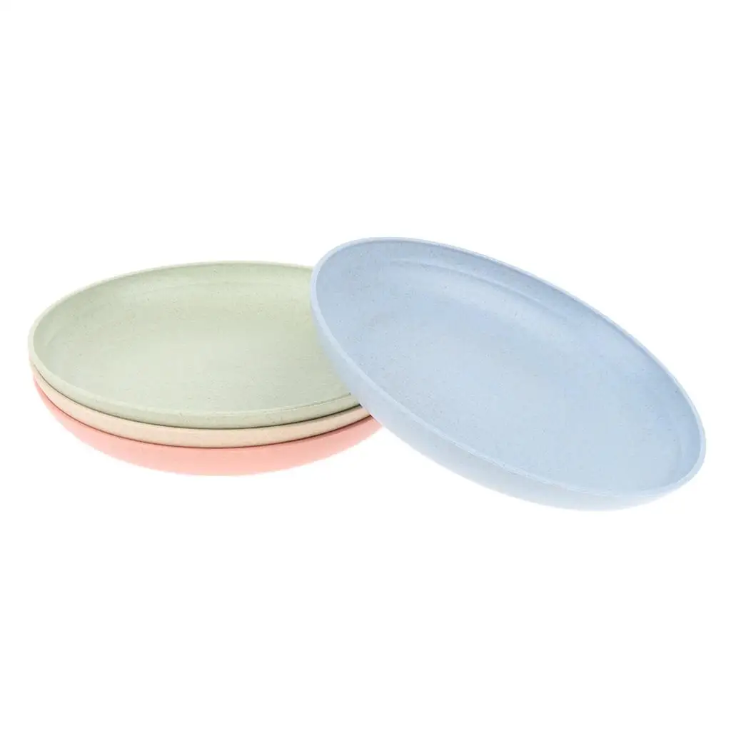 

4 Pieces 8inch Round Dish Set Wheat Straw Serving Tray Set for Dinner Plate Camping Outdoor Plate