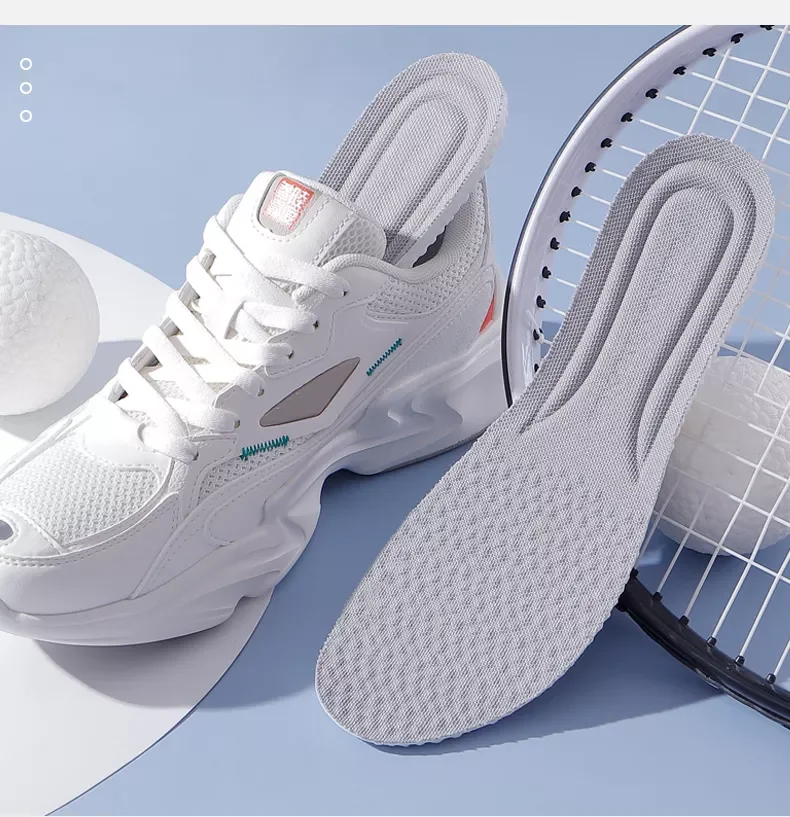2Pairs Sports Shoe Insoles Boost Shockproof Emulsion Sweat-absorbing Deodorizing Men Women Cut Size Shoe Pads Mesh Insole