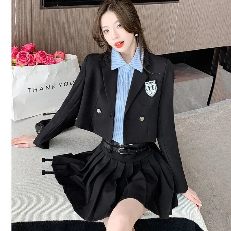 Женский Повседневный однотонный Блейзер и юбка Новинка весна-лето 2023 женская