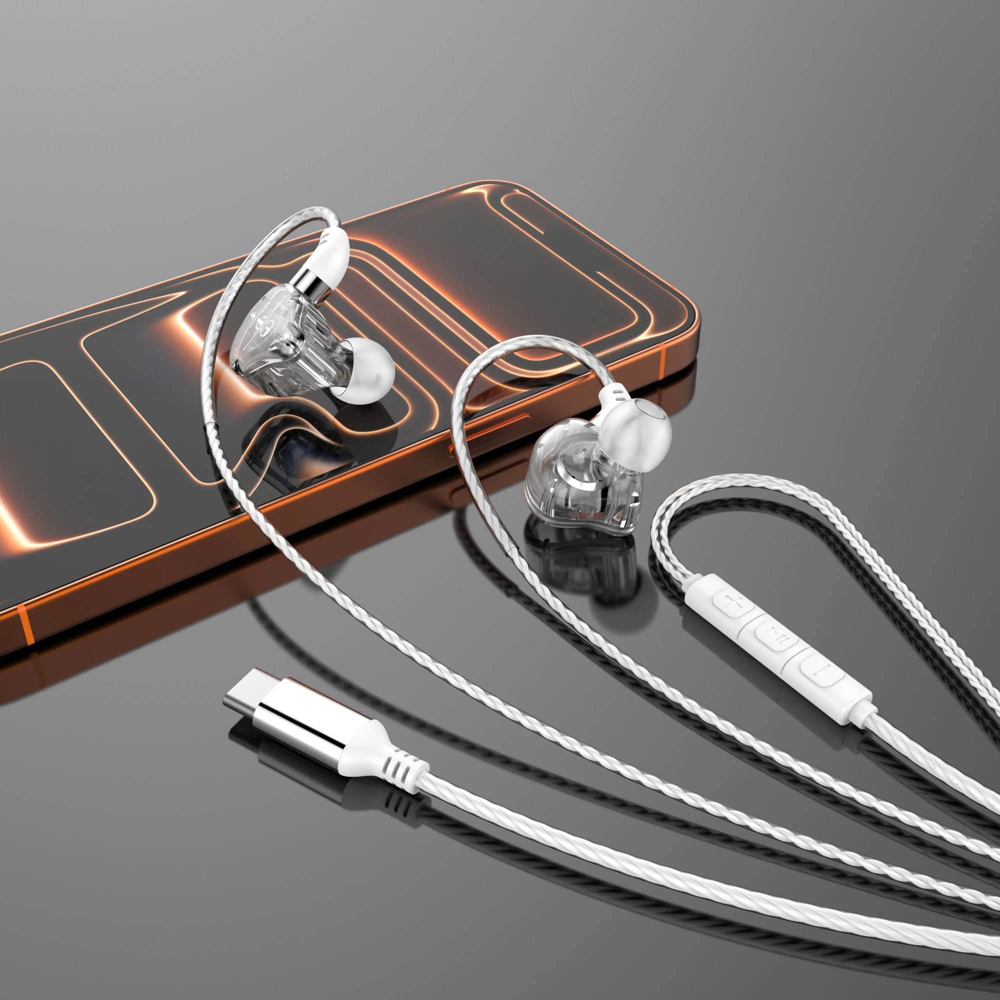 Фото Проводные наушники Type-C, HiFi, стерео, с глубокими басами, USB-C, 3,5 мм, внутриканальные, с микрофоном, спортивные, с сабвуфером, музыкальная гарнитура для Samsung №2
