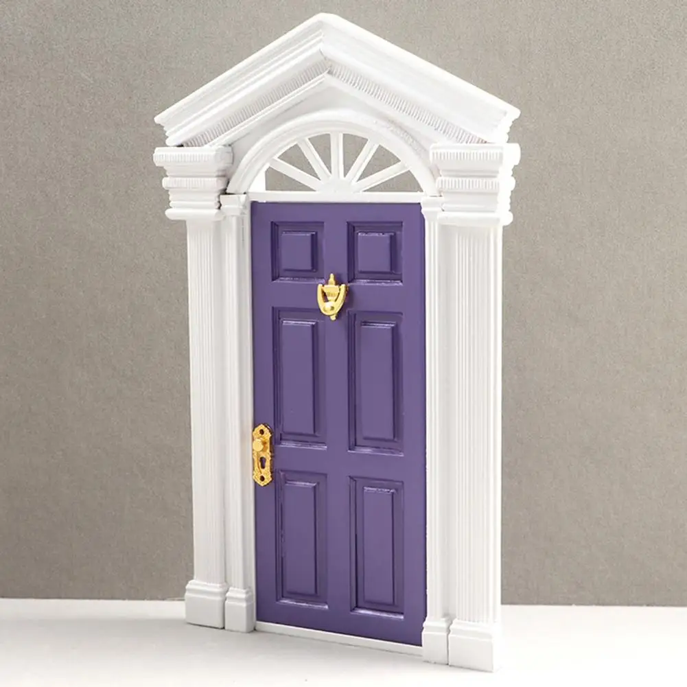 

Collectible Fashion Miniature Furniture Model Fairy Door Decoration Compact Dollhouse Door Colorful for Role Play