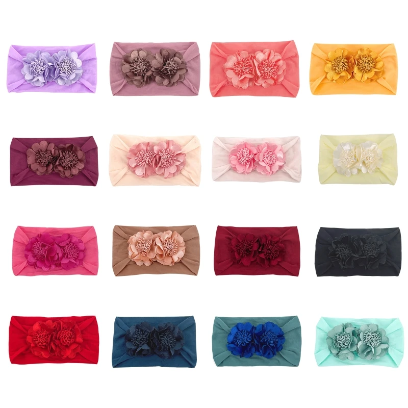 

Повязки на голову для маленьких девочек Цветочная мягкая эластичная нейлоновая повязка для волос аксессуары для волос для новорожденных м...