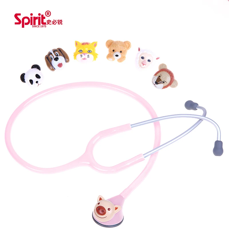 Spirit 5 color 3D Animated Animal cute pediatric Stethoscope changeable single head kids child children  made in Taiwan
