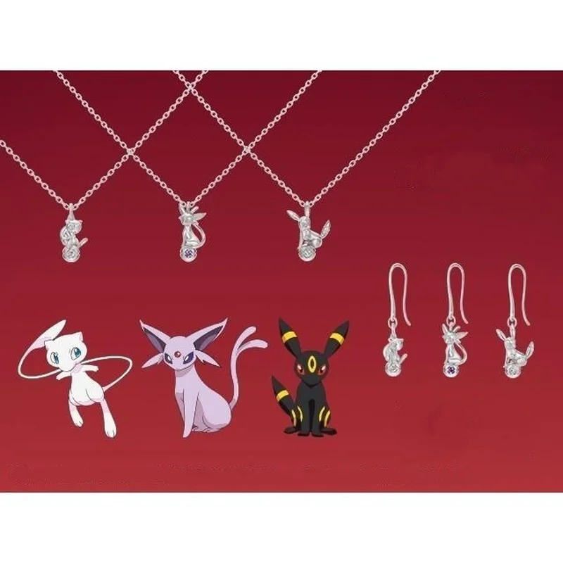 

Anime Pokemon Fantasy The Wizard Espeon Eevee Stud Earrings Necklace