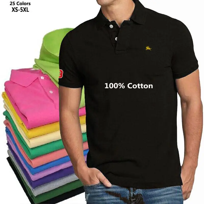 Мужские рубашки-поло из 100% хлопка летние футболки повседневные с коротким