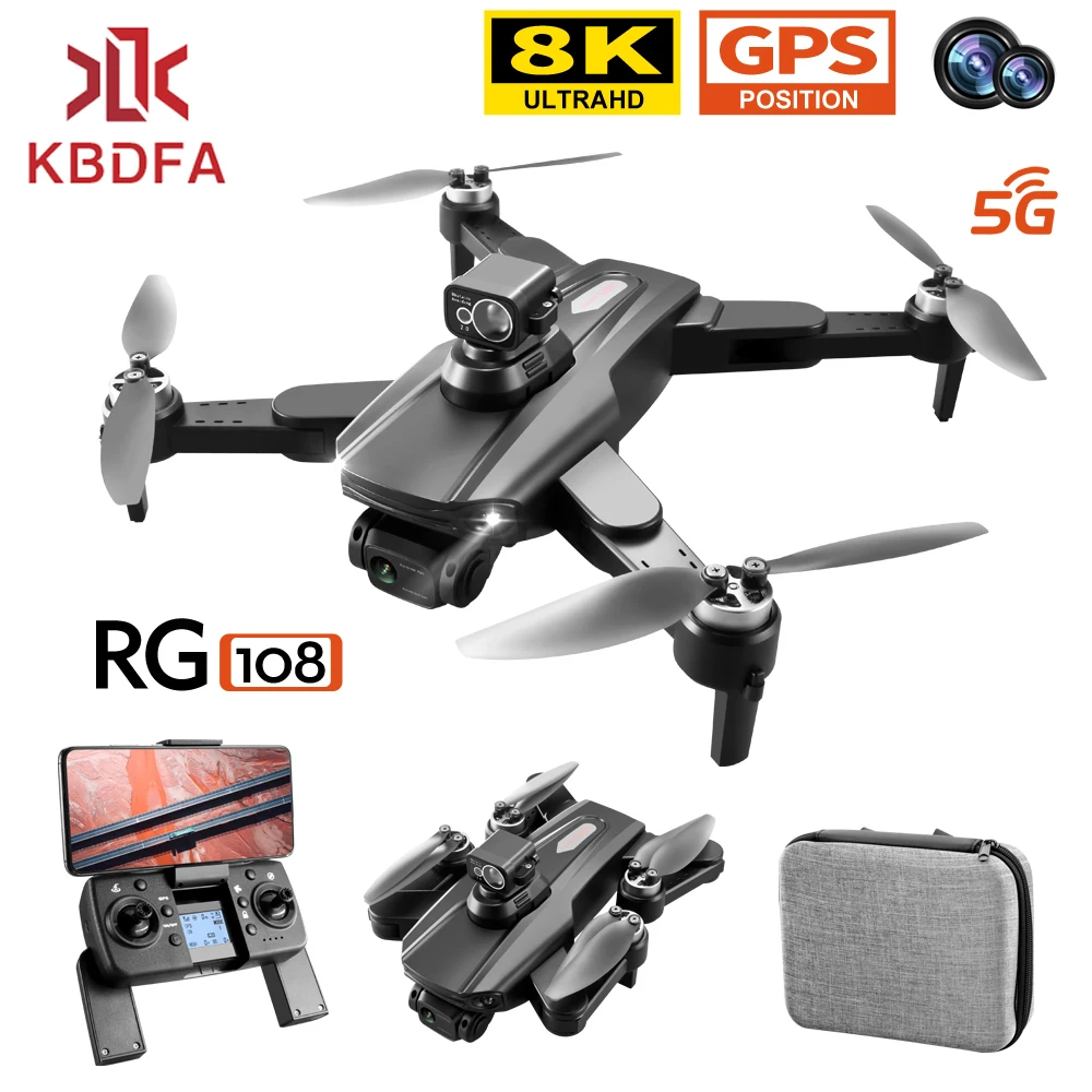 

KBDFA RG108 RC Drone Profesional 8K GPS 5G WIFI FPV Fold Quadcopter With Camera Avoidance RC Plane Helicopters Dron Toys For Boy