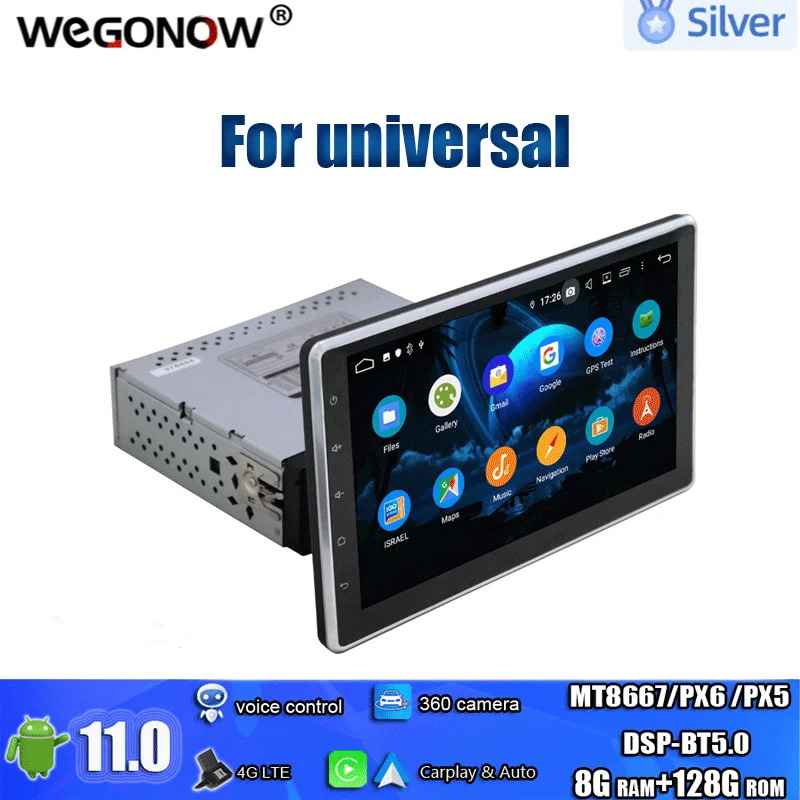 

10,1 "Android 11,0 128 ГБ Carplay PX6 Регулируемый DSP IPS 4G LTE автомобильный DVD-плеер GPS карта RDS радио Wi-Fi Bluetooth 5,0 для универсального