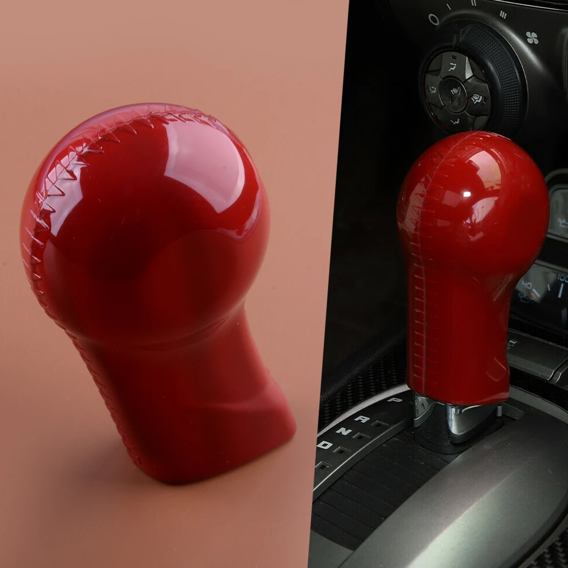 

1 Set Car Gear Shift Knob Head Covers Trims Fit for Chevrolet Camaro 2010 2011 2012 2013 2014 2015 Red ABS