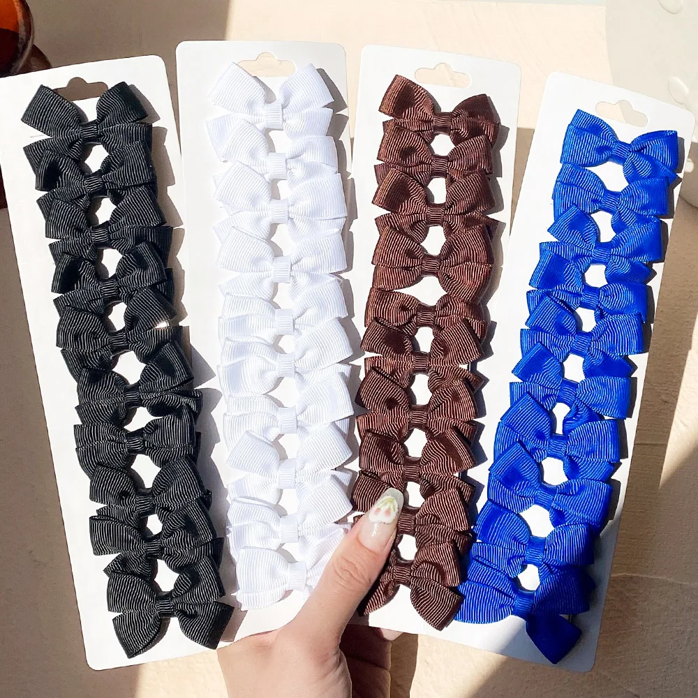 10Pcs/Set 1.9'' Mini Solid Bows Hair Clips For Cute Baby Girls Boutique Bowknot Hairpin Barrettes Headwear Kids Hair Accessories