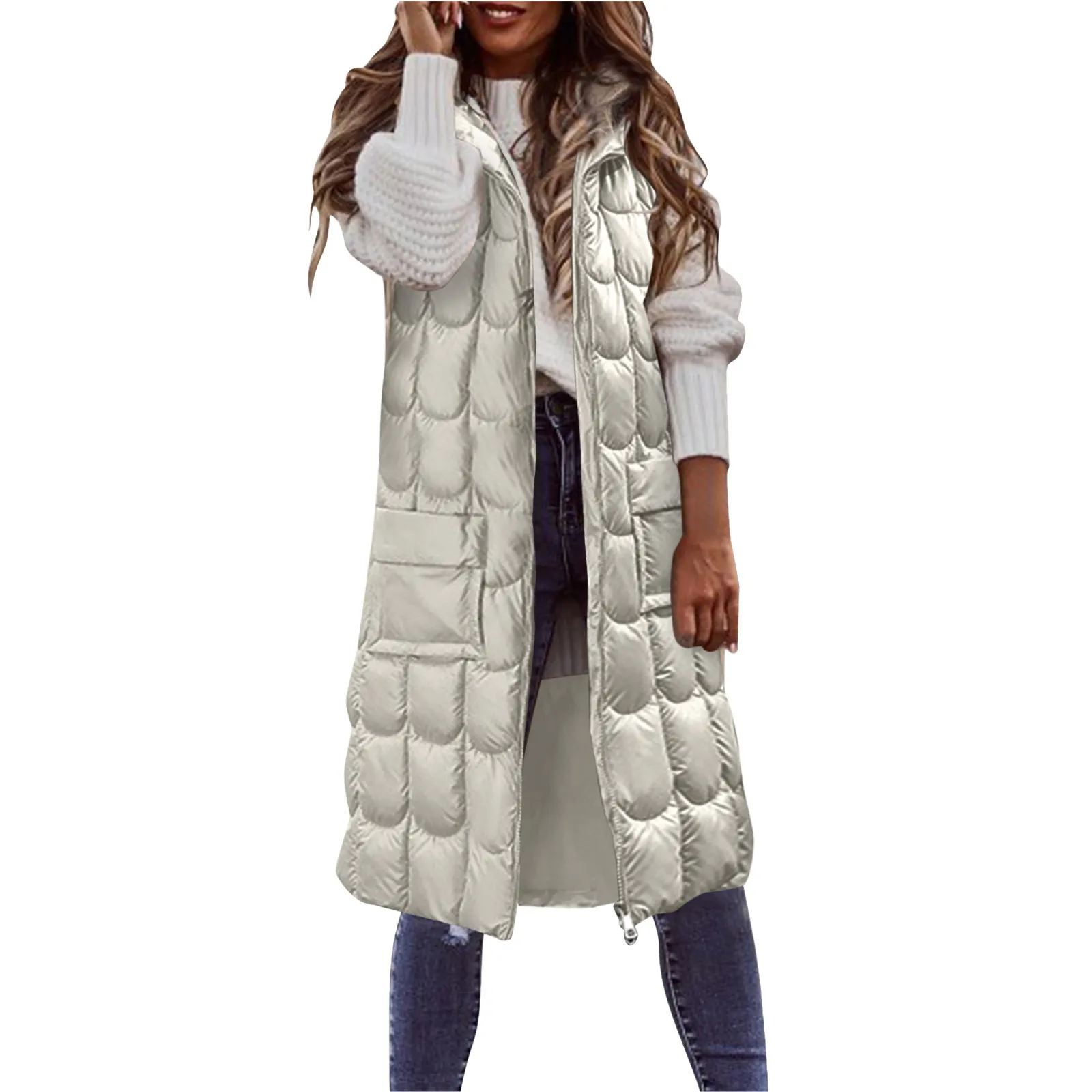 Womens Fashion Jacket Down Cotton Vest Winter Sleeveless Horse Clip Jacket Fashion Casual Warm Down Coat Solid Color Outwear