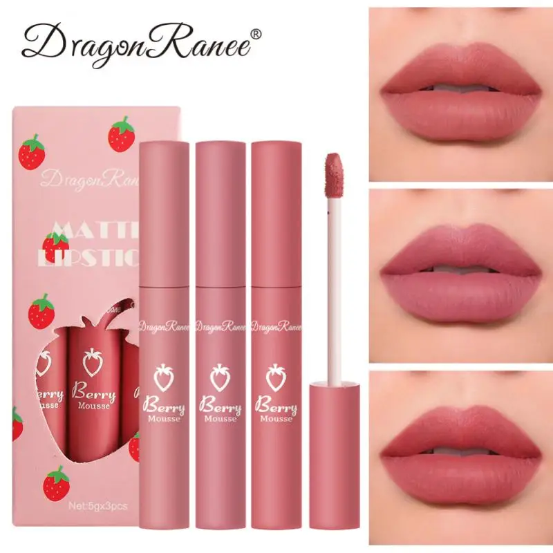 

3PCS Matte Velvet Lip Gloss Nude Liquid Lipsticks Waterproof Long Lasting Nonstick Cup Lipgloss Makeup Sexy Lip Tint Glaze