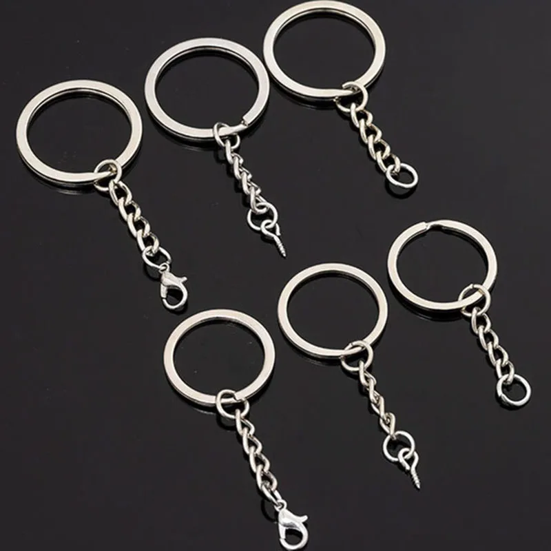 

20pcs Metal Keychain Kit 25/30mm Key Ring with Jump Ring/Lobster Clasp/Screw Pins Connector for Jewelry Making Diy Accessories