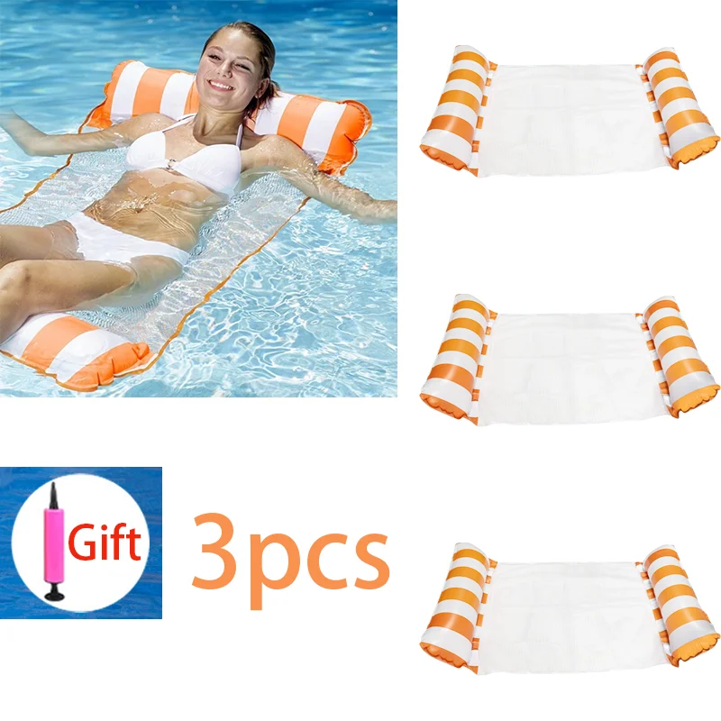 

3Pcs Floating Water Hammock Recliner Inflatable Floating Swimming Mattress Sea Swimming Ring Pool Party Toy Lounge Bed Swimming
