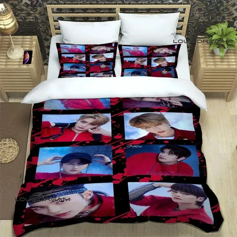 KPOP S-Stray-K-Kids print Bedding Sets exquisite bed supplies set duvet cover comforter bedding luxury birthday gift |