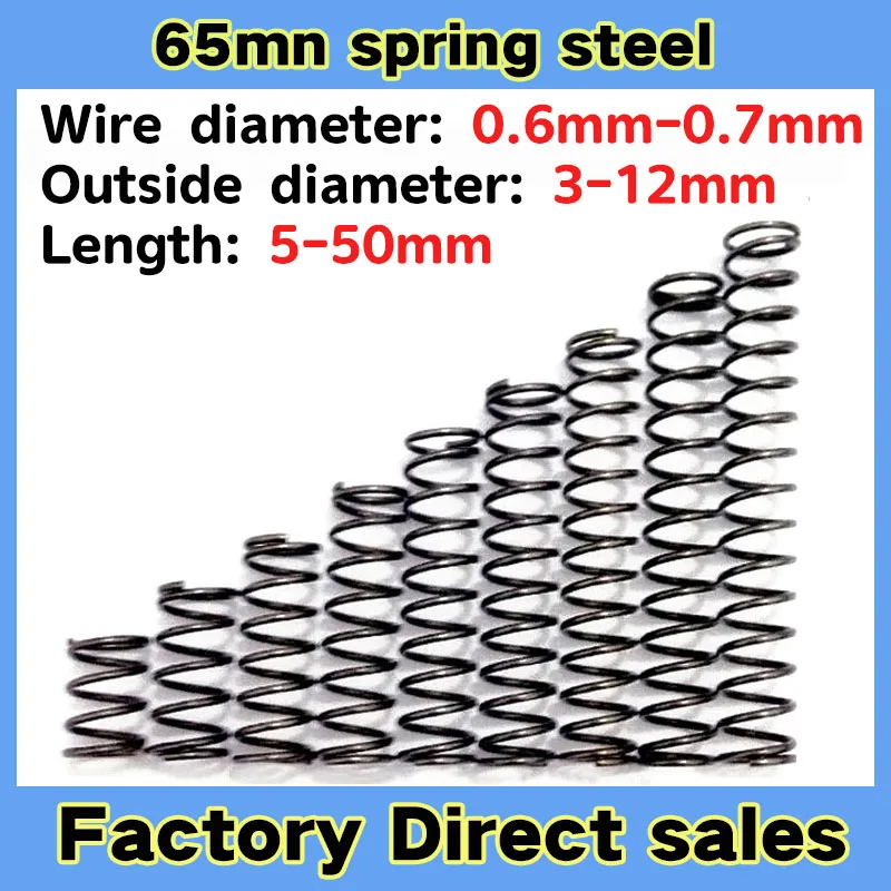 

10Pcs Compression Springs Pressure Spring Returnning Spring Wire Dia 0.6-0.7mm Outer Dia 3-12mm Length 5 - 50 mm
