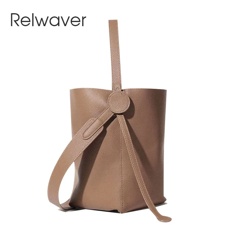 

Relwaver women shoulder bag genuine leather handbags for women 2023 spring soft composite bucket bag fashion all match crossbody