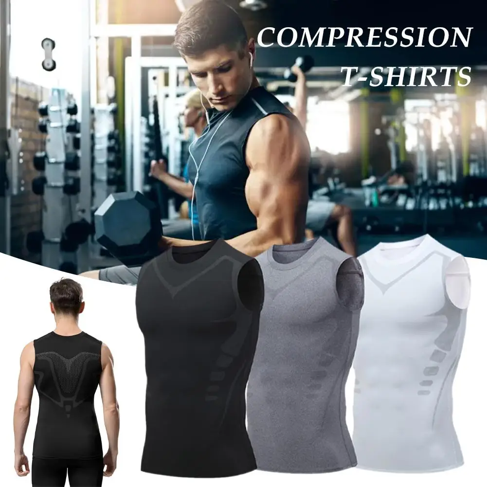 

Vest Men Ice-Silk Slimming Vest Body Shaper Compression Tank Fitness Tummy Top Control Shirts Workout R7B3