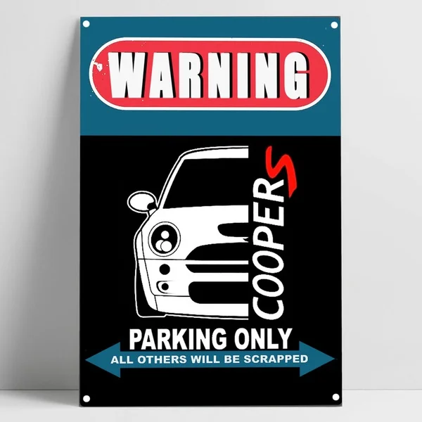 

Metal Tin Sign Poster Wall Plaque Austin Mini Cooper S Garage Tin Plate Sign