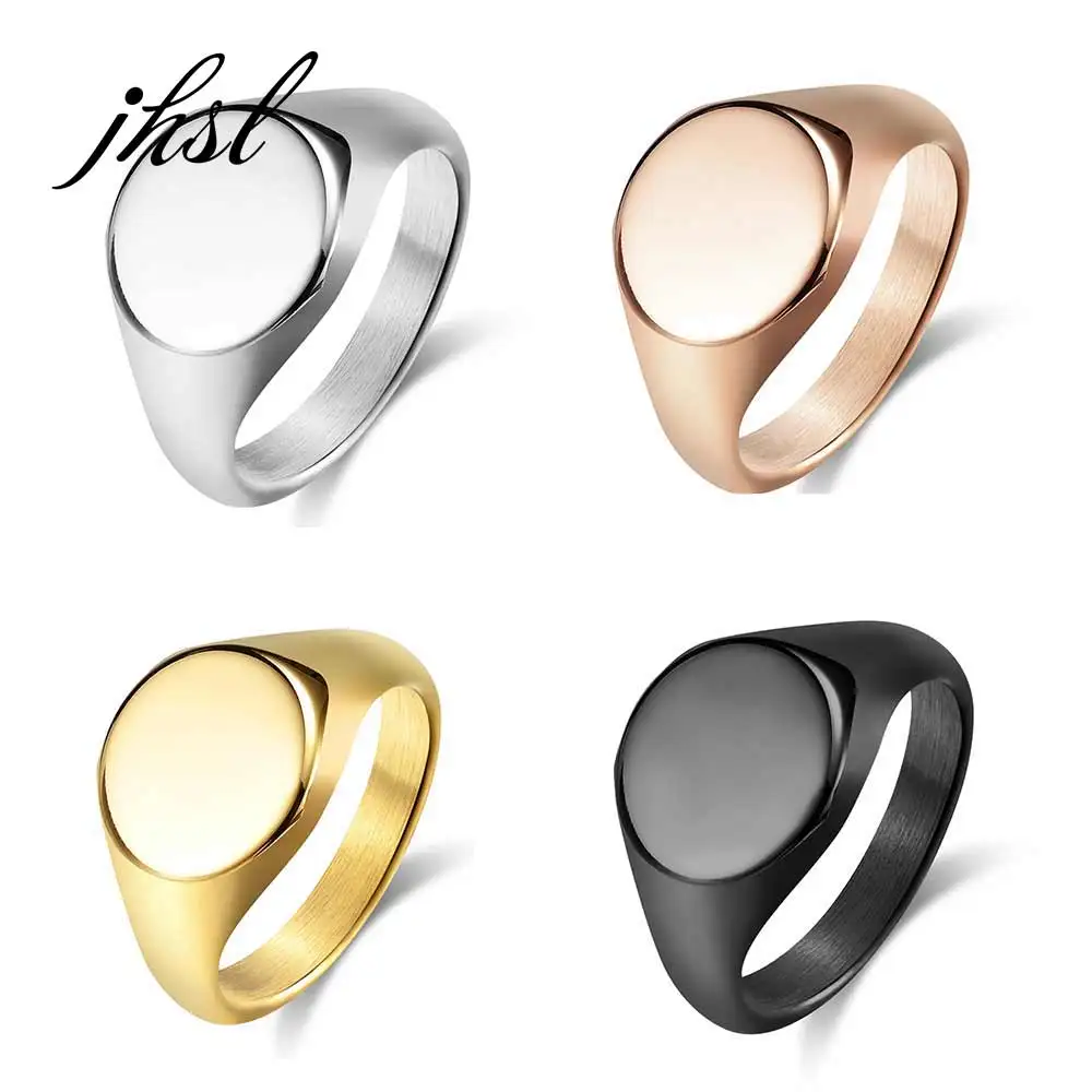 

Male Men Big Large Statement Round Solid Rings Black Rose Gold Silver Color Stainless Steel Fashion Jewelry Size 7 8 9 10 11 12