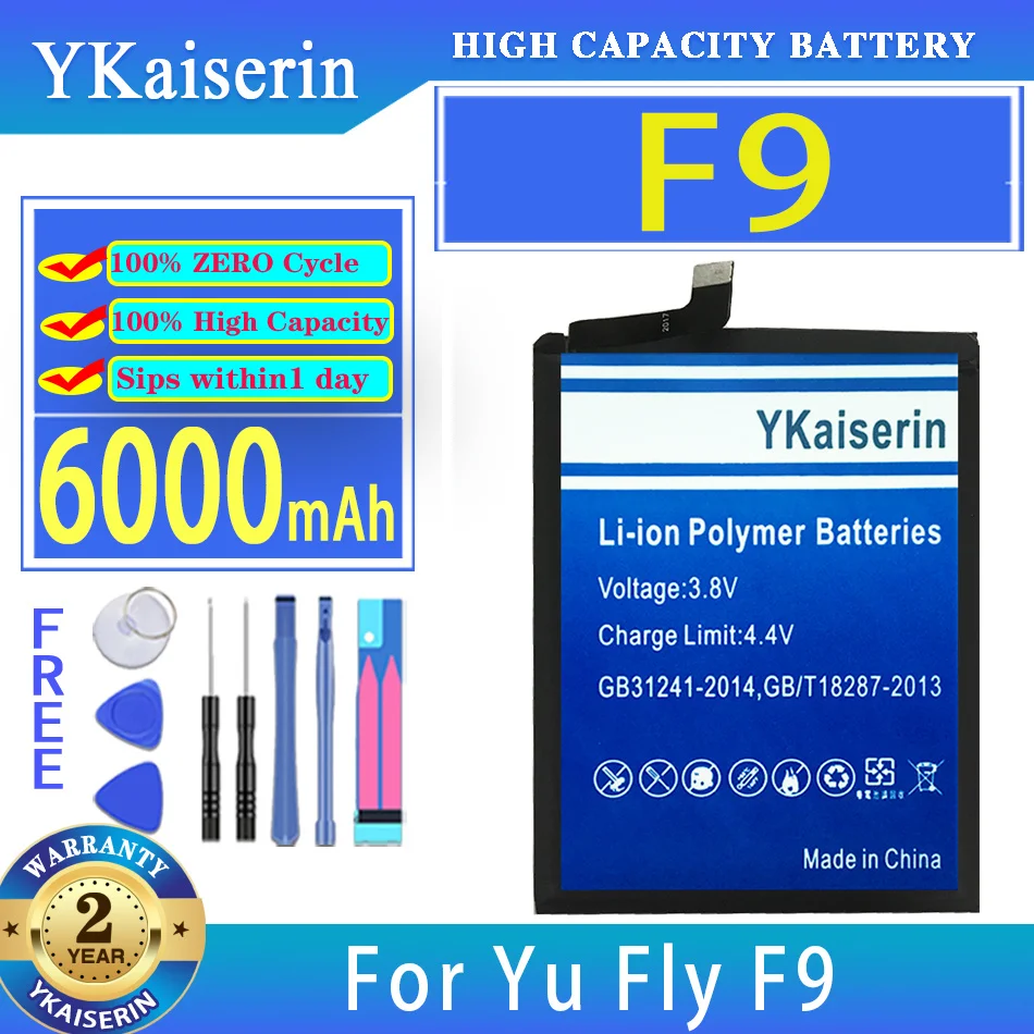 

YKaiserin 6000mAh Battery F 9 for Yu Fly F9 TY001 / JKCW Replacement Batteria