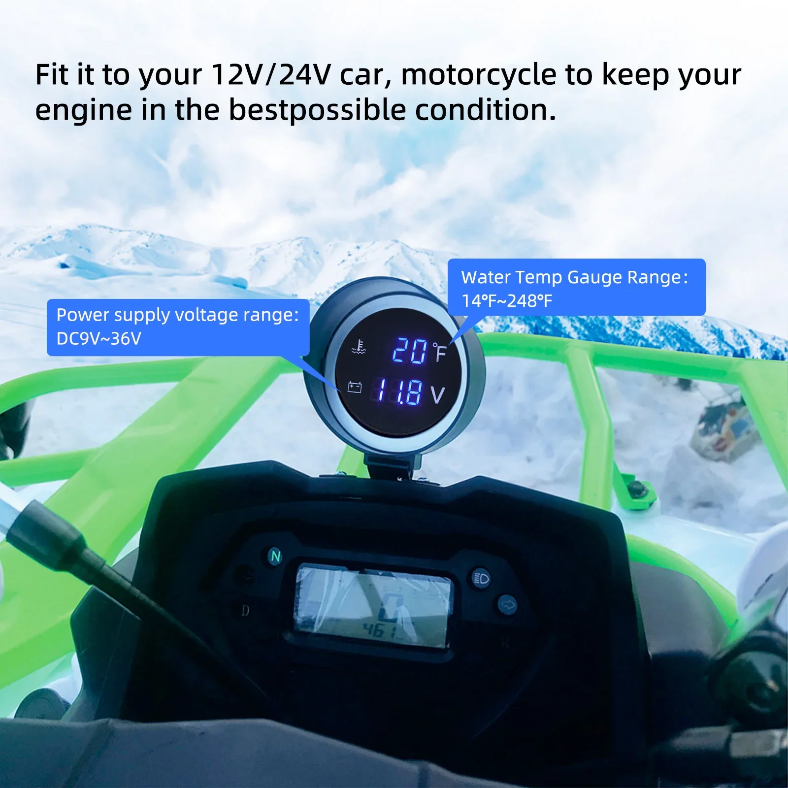 Индикатор уровня резервуара для воды + вольтметр адаптер 26–40 мм 2 в 1 ЖК-дисплей